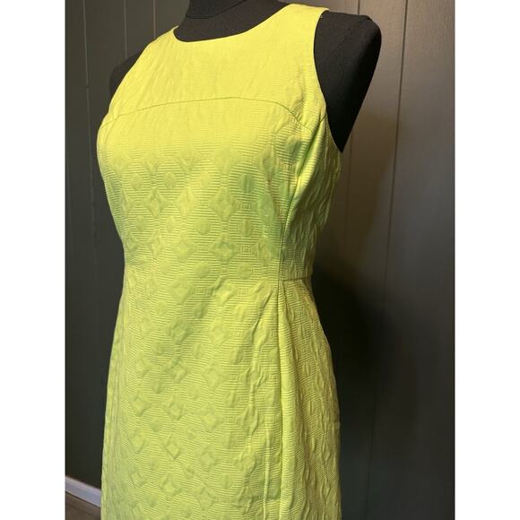 Banana Republic x Milly Tennis Ball Neon Yellow Textured Shift Dress Size 6P - Picture 6 of 8